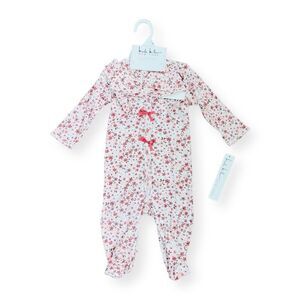 NEW Nicole Miller 2 Piece Ivory Floral Footie Set with Har Size 6/9 Months NWT
